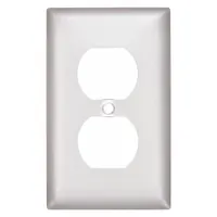 HUBBELL Wall Plate: Duplex Outlet, 1 Gang, Silver, Std Size (MPN SA8)