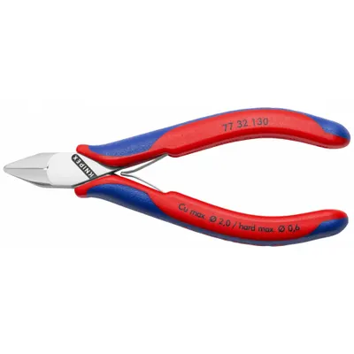 KNIPEX Electronics Diagonal Cutters: Semiflush, Straight, Narrow, 5 1/4 in Overall Lg - Semiflush-Cut Pliers