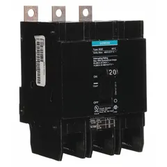 The SIEMENS BQD320 is a 20 A, 480V AC, 3-pole bolt-on miniature circuit breaker of standard type. It provides overcurrent protection in branch circuits of commercial and industrial electrical distribution systems.