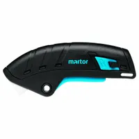 MARTOR Ergonomic, squeeze grip safety knife: 128 mm Overall Lg, Textured, 18 mm Overall Wd, Button (MPN 1240019.17)
