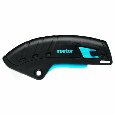 MARTOR Ergonomic, squeeze grip safety knife: 128 mm Overall Lg, Textured, 18 mm Overall Wd - Fully Automatic Retracting Utility Knives