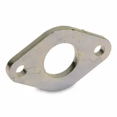 Steel flange plate for mounting pneumatic actuators or shafts in industrial machinery. Fits bore diameters of 20 mm to 25 mm. Overall length of 66 mm provides a rigid mounting point for alignment and support.