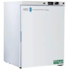 This undercounter lab refrigerator provides 5.2 cu ft of storage capacity with a temperature range of 1°C to 10°C. It features a white swing solid door that opens to the right, uses R-600a refrigerant, and includes a temperature alarm. Suitable for storing temperature-sensitive samples, reagents, and media in laboratory environments.