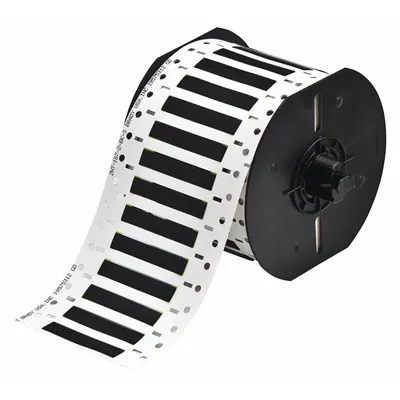 BRADY Sleeve Label: 3/16 in x 2 in, Polyvinylidene Fluoride, Black (Matte) - Brady Precut Sleeve Label Rolls