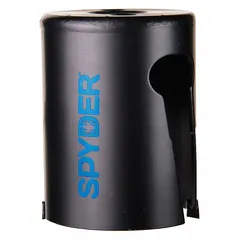 This SPYDER hole saw cuts through wood, metal, plastic, and drywall. It has a 7/8 in diameter, 1 tooth per inch, and a maximum cutting depth of 2 in. The 3/8"-20 thread size allows attachment to compatible arbors. Suitable for creating clean holes in various materials for electrical, plumbing, and HVAC installations.