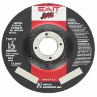 SAIT Depressed Center Cut-Off Wheel: Type 27, 4" x 0.045" x 5/8", Aluminum Oxide, 60 Grit, A60S (MPN 22011)