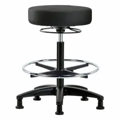 Vinyl Lab Stool, Height Range 24 1/2 in to 34 1/2 in, 17 in Seat Width, 17 in Seat Depth, Fiberglass Base, 5 Glides, Foot Support