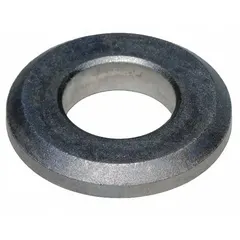 Valve seat for use in diaphragm pumps, providing a sealing surface to prevent backflow. Constructed of aluminum. Suitable for replacement in industrial fluid handling systems.