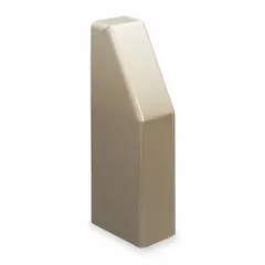 This left hand solid end cap is a steel trim component used to close the open end of a hydronic baseboard heater enclosure. It provides a finished appearance and measures 3 inches long by 14 inches high by 5-5/16 inches deep. The beige finish matches standard heater enclosures.