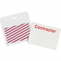 Card Clip On Badge: Contractor, Vinyl, White, 2 in Card Ht, 3 in Card Wd, 500 PK (MPN 95662)
