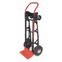 DAYTON Convertible Hand Truck: 600 lb, Dual-Handle, Black/Red, Nylon Polymer, Pneumatic