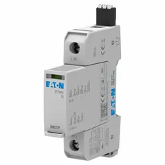 Single-pole DIN Rail internal-mount surge protective device rated 277V AC with N-G mode protection. Features a 1500V (L-G) voltage protection rating, 200 kA short circuit current rating, and includes alarm contacts. Designed for 1 wire + ground configurations in panelboard mounting applications.