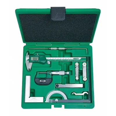 INSIZE Precision Measuring Tool Kit: 9 Pieces, Digital Caliper - Caliper & Micrometer Precision Measuring Tool Kits