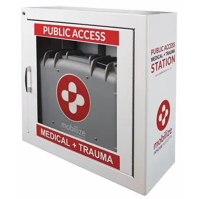ZOLL Medical Supply Case: 8 in L x 22 1/2 in W x 21 in H, Steel, White, 0-10 in/21-30 in - Wall-Mounted Medical Cases