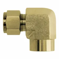 BRENNAN INDUSTRIES Compression Fitting Elbow: 3/8 in OD x 1/8 in Pipe Size, Tube x FNPT, Brass (MPN N2502-06-02-B)