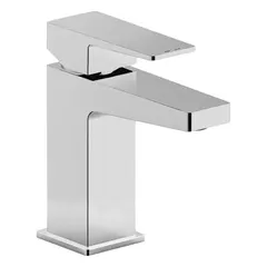 This single-post handle bathroom faucet from the Honesty series features a brass construction with a polished chrome finish. It includes a metal pop-up drain with a 1-1/4" tailpiece and has a flow rate of 1.2 gpm. The lever handle provides precise water flow control, suitable for residential and commercial bathroom sinks.