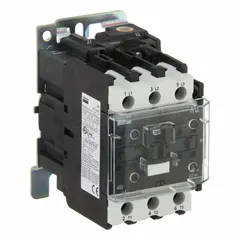 This non-reversing IEC contactor from Dayton features 3 poles and 3 normally open (NO) contacts, rated for 32 A with a 24V AC coil. It is used for switching electrical loads in motor control and automation systems, such as controlling pumps, conveyors, and HVAC equipment. No integrated surge suppression is included.