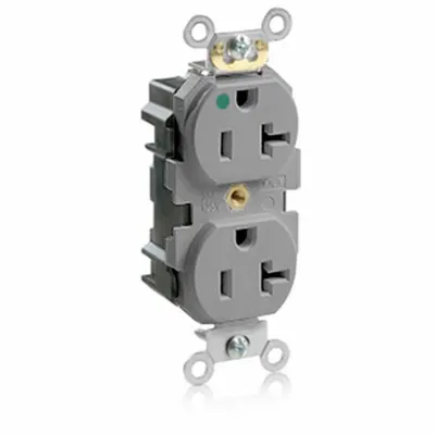 LEVITON Receptacle: Hospital Grade, Duplex, 5-20R, Gray, 125V AC, 20 A - General Purpose Receptacles