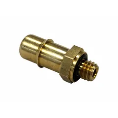 Stainless steel barbed tube fitting with 6-inch pipe size and 1/8-inch ID fitting size. The barbed end secures flexible hose, while the threaded end connects to pipe ports. Used in pneumatic, hydraulic, and lubrication systems for leak-resistant joints.