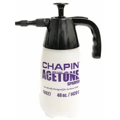 This handheld sprayer features a 3/8 gallon poly tank and delivers a maximum spray distance of 3 feet at 60 psi. It is equipped with an adjustable nozzle and is chemically compatible with acetone dye. Suitable for spot application of concrete stains, dyes, and sealants in outdoor and industrial settings.