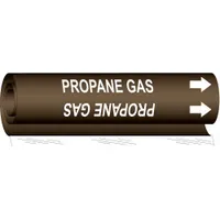 Pipe Marker: Propane Gas, Brown, White, Fits 1 1/2 to 2 3/8 in Pipe O.D., 1 Pipe Markers (MPN 5846-I)