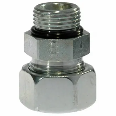 ERMETO Compression Fitting Adapter: 20 mm OD Size, 3/4-16UNF-2A Thread Size, ORB - Flareless Bite-Type Steel Compression Fittings