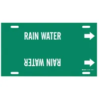 Pipe Marker: Rain Water, Green, White, Fits 6 to 7 7/8 in Pipe O.D., 1 Pipe Markers, With Arrows (MPN 4115-F)