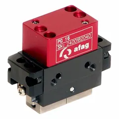 Pneumatic parallel gripper with 4 mm stroke length, operating pressure range 4 bar to 8 bar (max 8 bar, min 4 bar). Metric design for precise gripping and handling of small parts in automated assembly, packaging, and robotics applications.