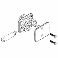 Door latch assembly for bathroom partitions. Constructed of baked enamel steel with a bright finish. Includes two 5-40 x 11/16 flathead T-10 TORX screws. Used to secure stall doors in commercial restroom partitions.
