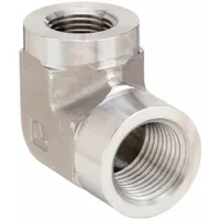 Metal Pipe Elbow: 90° Elbow, 1/2 in x 3/8 in, Female NPT Threaded x Female x NPT Threaded, 3,000 psi (MPN 1/2 X 3/8 DD-SS)