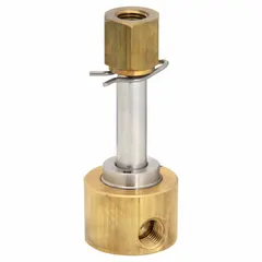 This configurable solenoid valve body features a 3-way, 2-position design with a brass body and NBR seal. It has 1/4 in NPT x NPT connections and is suited for outdoor operating environments. Typical applications include pneumatic or hydraulic control systems where flow direction or blocking is required.