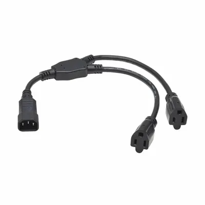 EATON Power Cord: 1 1/2 ft Lg, 3/16, Non-NEMA Plug, C14 Plug, 5-15R Receptacle - Electronic Equipment Power Cords