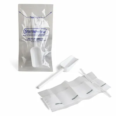 OEM Sampling Scoop and Bag: Sterile, Polystyrene, 60 mL Capacity - mL, 2 fl oz Capacity - oz - Polystyrene Lab Scoops & Spoons