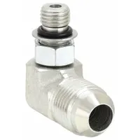 Hydraulic Hose Adapter: 1/4 in x 3/8 in Fitting Size, Male x Male, ORB x JIC, Rigid, 90° Elbow (MPN 2062-4-6S)
