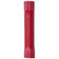 Vinyl-insulated butt splice connector for joining two wires end-to-end. Accepts 22 AWG to 18 AWG wire, rated 600 V. Pack of 25. Suitable for electrical wiring repairs, control panels, and general industrial maintenance.