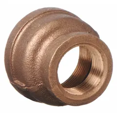 This brass reducing coupling connects two pipes of different diameters in low-pressure threaded piping systems. It is suitable for water, air, and other non-aggressive media up to 200 psi. Common applications include plumbing, HVAC, and industrial fluid handling.