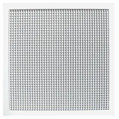 This lay-in grille is designed for ceiling mounting in HVAC return air applications. Constructed of white powder-coated aluminum, it measures 21 3/8 inches in both height and width. Not fire rated.