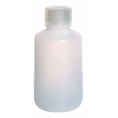 NALGENE Sampling Bottle: HDPE, 4 fl oz, 120 mL, Natural, 24-415 Screw Closure Size - HDPE Narrow Mouth Round Lab Bottles