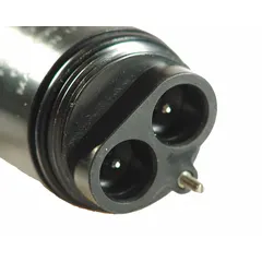 Temperature measurement cable with dual sensor design. Operates from -10°C to 60°C. Overall height of 4 inches. Used for temperature testing in water quality monitoring and process control applications.