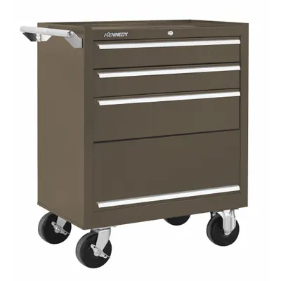 KENNEDY Rolling Tool Cabinet: Brown / Brown Drawer, 27 in W x 18 in D x 35 in H - Heavy-Duty Rolling Tool Cabinets