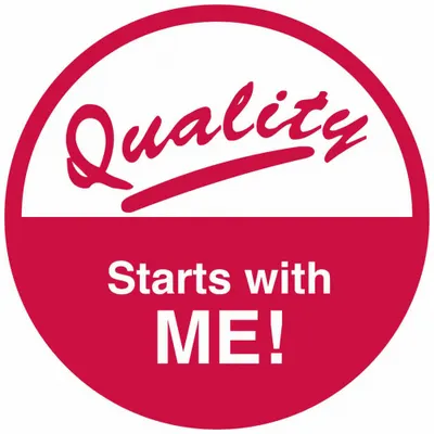 BRADY Hard Hat Label: Quality Starts With Me!, 2 in Dia, English, Std, Non-Reflective - Safety