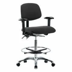 APPROVED VENDOR Fabric ESD Task Chair with Arms, Aluminum Base, Height Range 26 1/4 in to 36 in