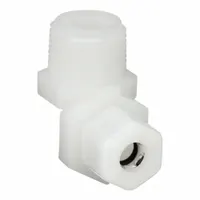 PARKER Compression Fitting Elbow: 1/4 in OD x 3/8 in Pipe Size, Compression x MNPTF, Nylon (MPN N4ME6)