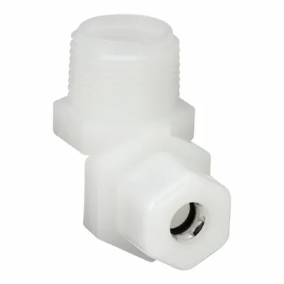 PARKER Compression Fitting Elbow: 1/4 in OD x 3/8 in Pipe Size, Compression x MNPTF - General Purpose Nylon Compression Fittings