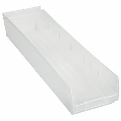 AKRO-MILS Shelf Bin: 23 5/8 in Overall Lg, 6 5/8 in x 4 in, Clear, Nesting Capable - Clearview Plastic Shelf Bins