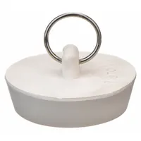 APPROVED VENDOR Drain Stopper: 1 3/4 in Overall Dia, Rubber, White, Push and Pull, 5 PK