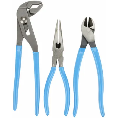 CHANNELLOCK Plier Set: 3 Pliers, Std Cushion Grip, Manual - General Purpose Assorted Pliers Sets