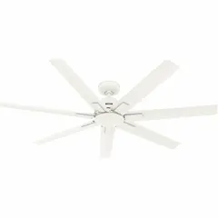 This HUNTER ceiling fan features a Fresh White finish and galvanized construction. With 6 speed settings, it provides adjustable airflow for medium-to-large office and commercial spaces.