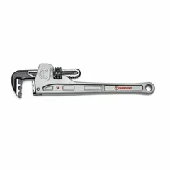 This 14 in straight pipe wrench from CRESCENT features a serrated, ergonomic jaw for secure grip on pipes and fittings. Constructed from lightweight aluminum, it has a jaw capacity of 2 3/8 in. Suitable for plumbing, mechanical, and industrial maintenance tasks.