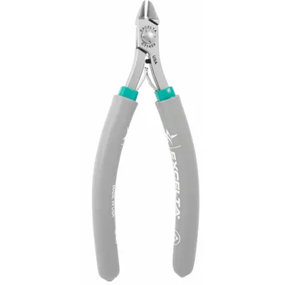 EXCELTA Hard Wire Cutters: Flush, Angled, 4 3/4 in Overall Lg, Std Cushion Grip - ESD-Safe Flush-Cut Diagonal-Cutting Pliers